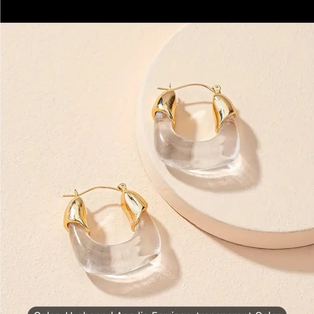 Transparent Resin Lucite Hoop Earrings for Women